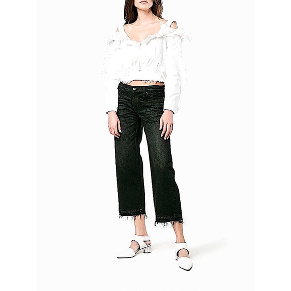 PREEN BY THORNTON BREGAZZI Ruffle Denim Off-Shoulder Top - Picture 7 of 10